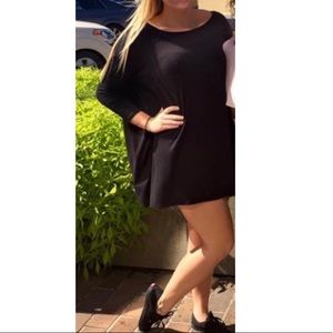 3/4 Sleeve Black Shift Dress